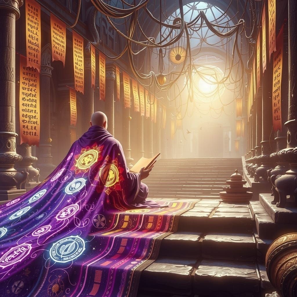 Serene Buddhist Monk in Ethereal Meditation