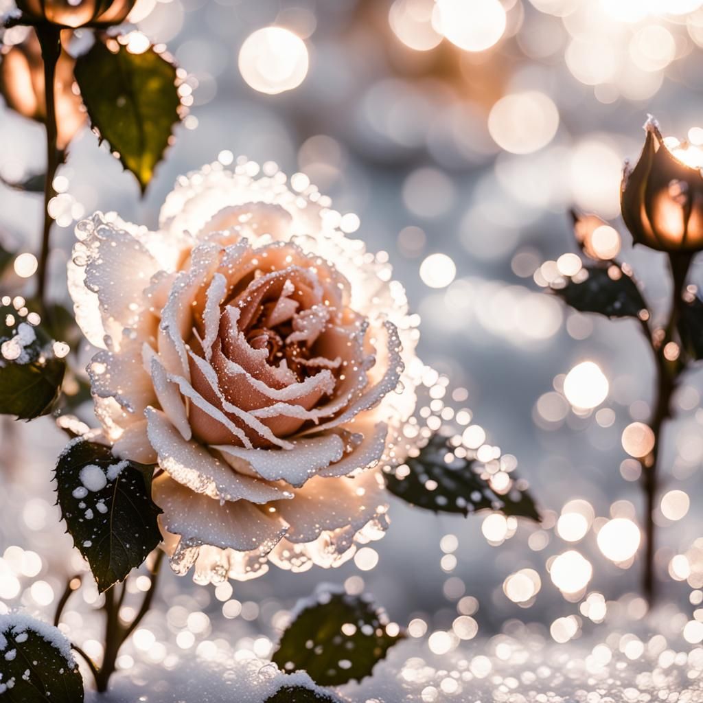 Ice Cold Rose with Sunlight and Professional Photography