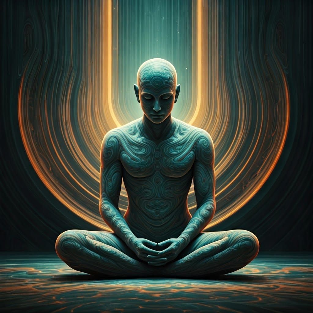 Surreal Figure of Tranquility in Luminous Lapis Lazuli