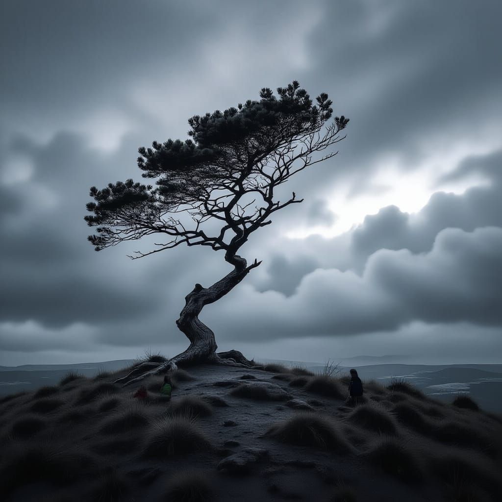 The graphite tip of a colossal pencil is not solid, but a window into a miniature, hyper-realistic desert landscape, complete with dunes and... - Start Image 2