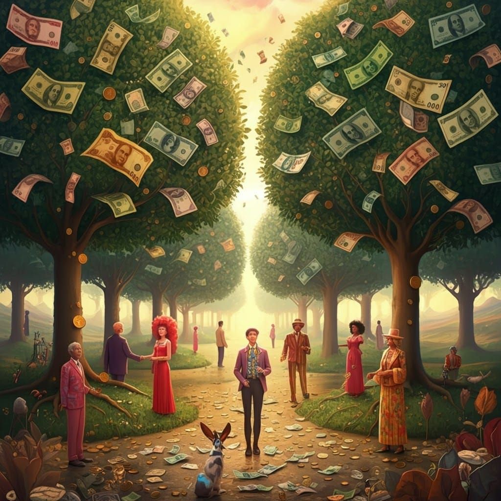 Money grows on trees. Every has their own tree. Nobody has a tree smaller or bigger than anyone else's tree. All humans on the planet have e...