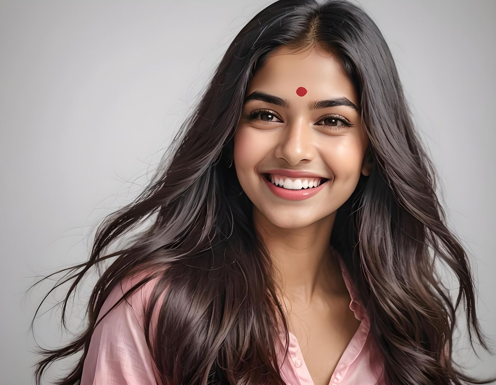 Cute indian woman with a blushing smile