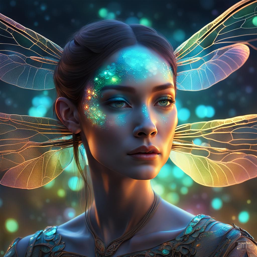 mystical spiritual dragonfly human form - AI Generated Artwork ...