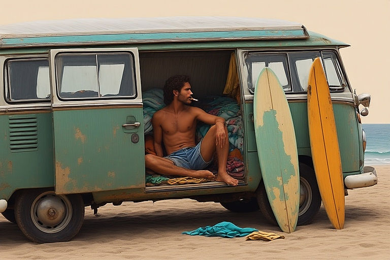 Me Surfing  Kombi  and cool vibes of the 60's