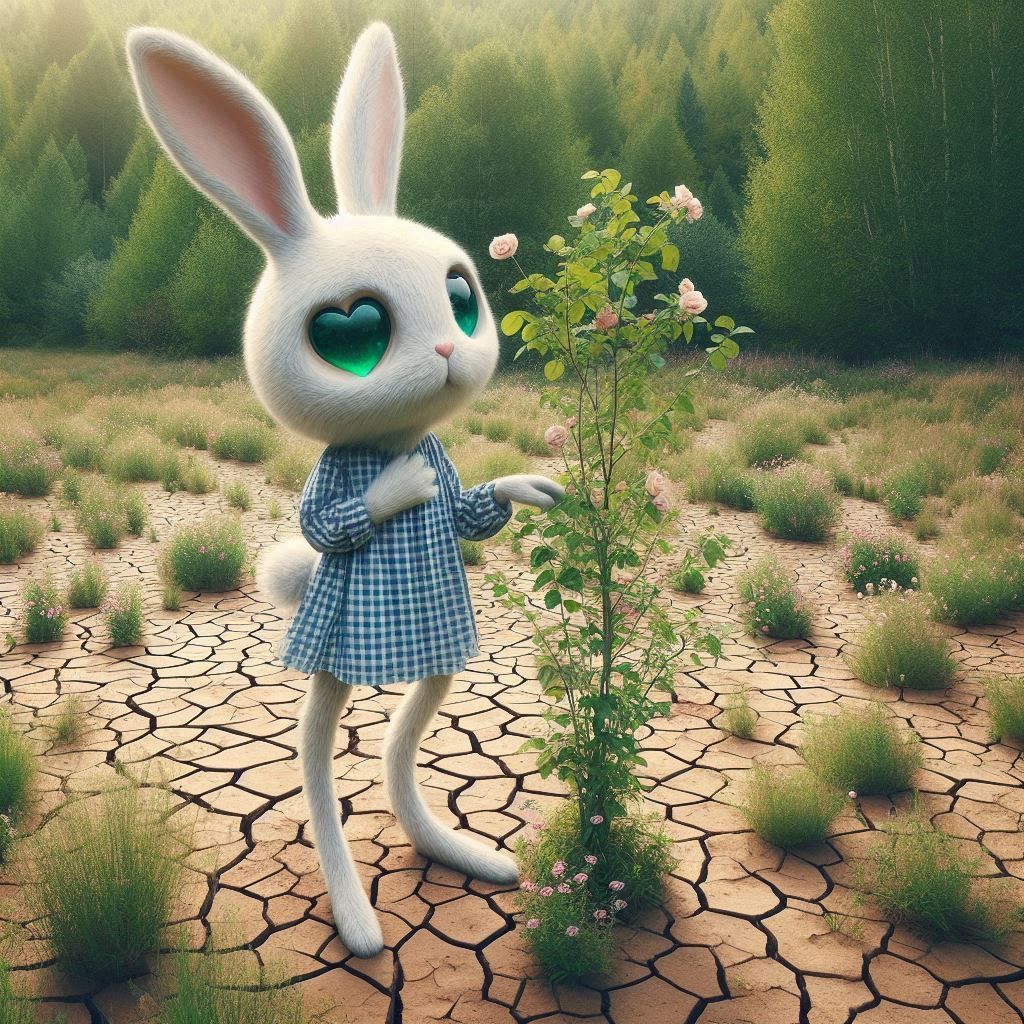 bunny behind a bush