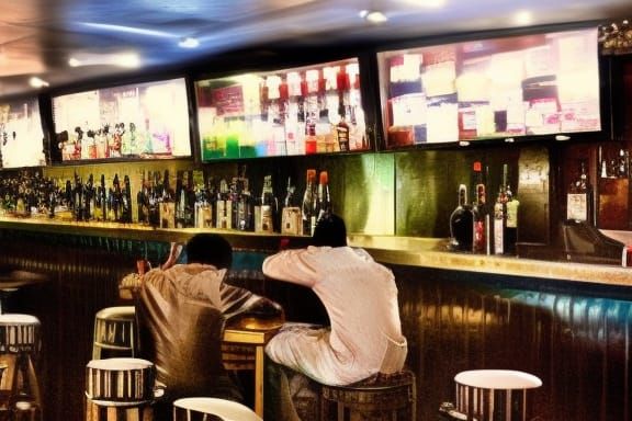 Stranded in a crowded foreign bar