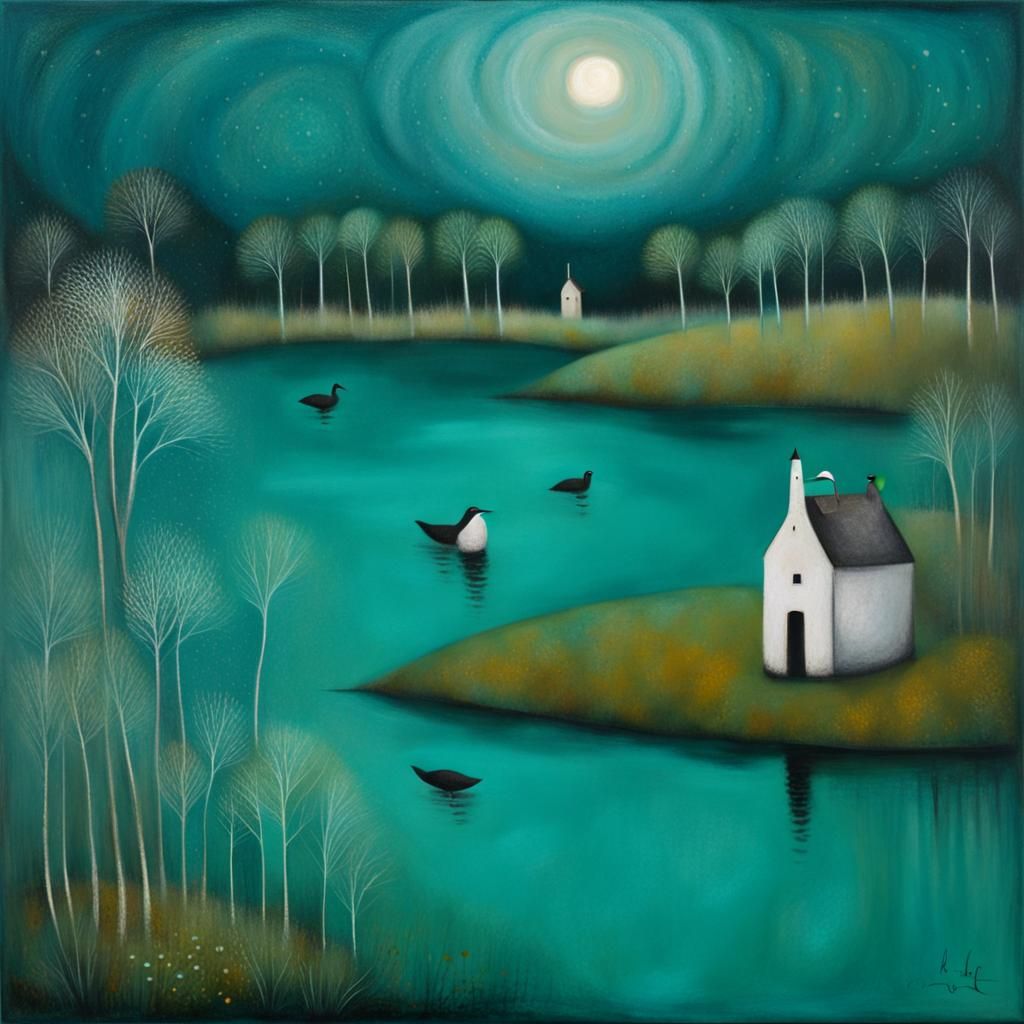 A turquoise lagoon by Catherine Hyde and Amanda Clark AI Generated