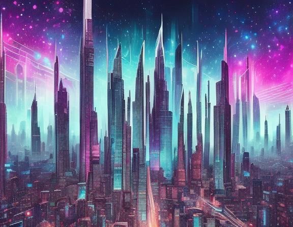 dreamscape: <lora:Big City Lights DS8:1.0> retrofuturistic metropolis city. mythical realms, magical vistas, enchanting landscapes, abstract...