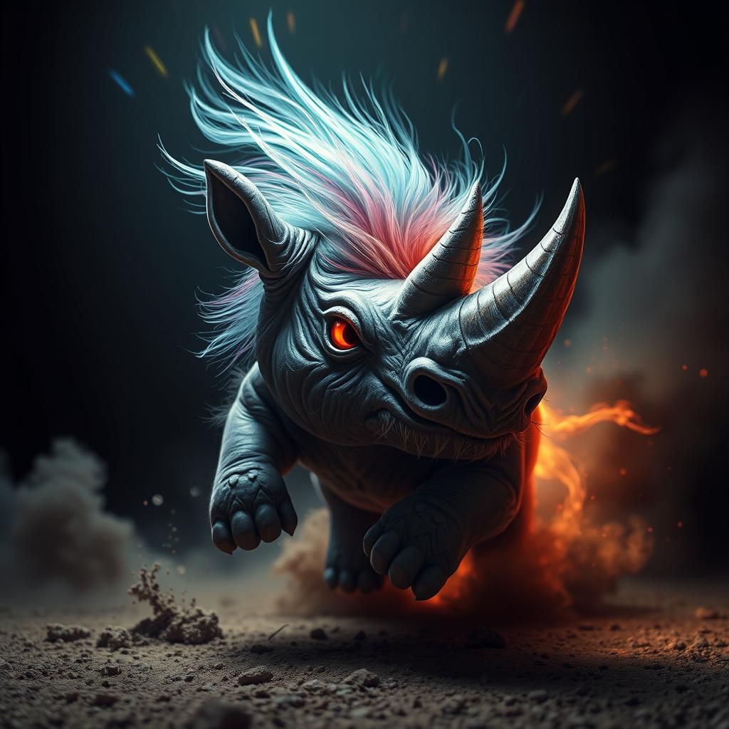 Furious Furry Light Creature in Dark Fantasy Style