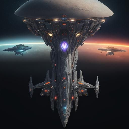 Sci-fi with flying chrome ufo