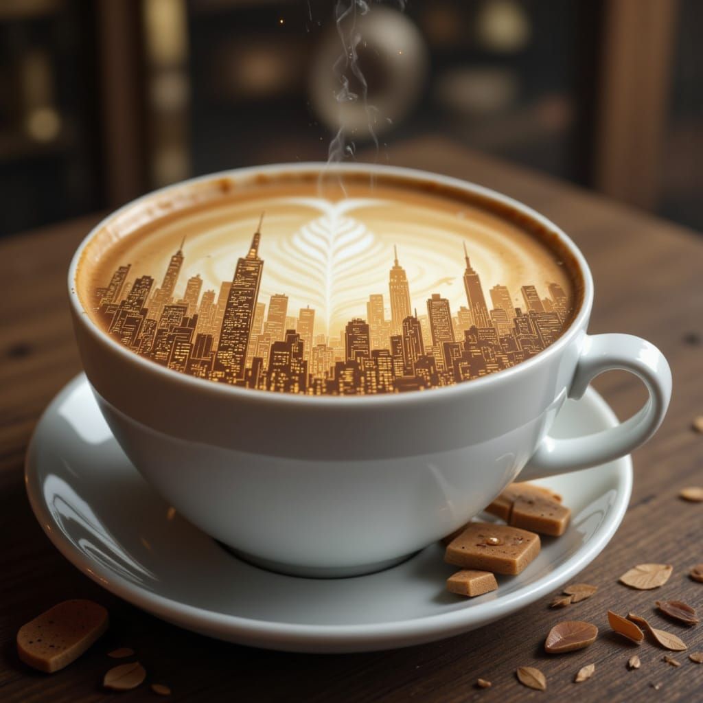  <lora:Cyberpunk Style:1.2>

The Memory-Lane Latté

Visual: A pristine white porcelain cup holding a velvety, sepia-toned latté. The barista...