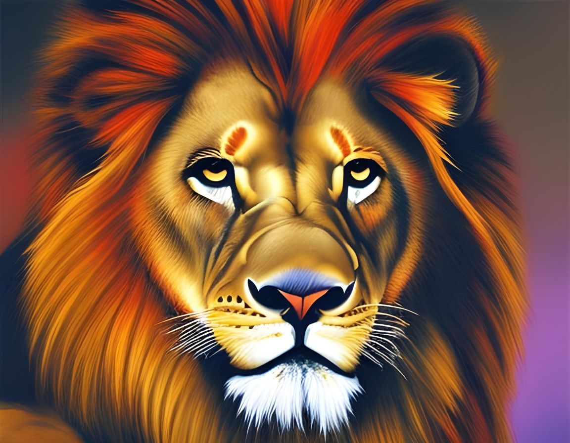 Lion by Lin Fengmian - AI Generated Artwork - NightCafe Creator