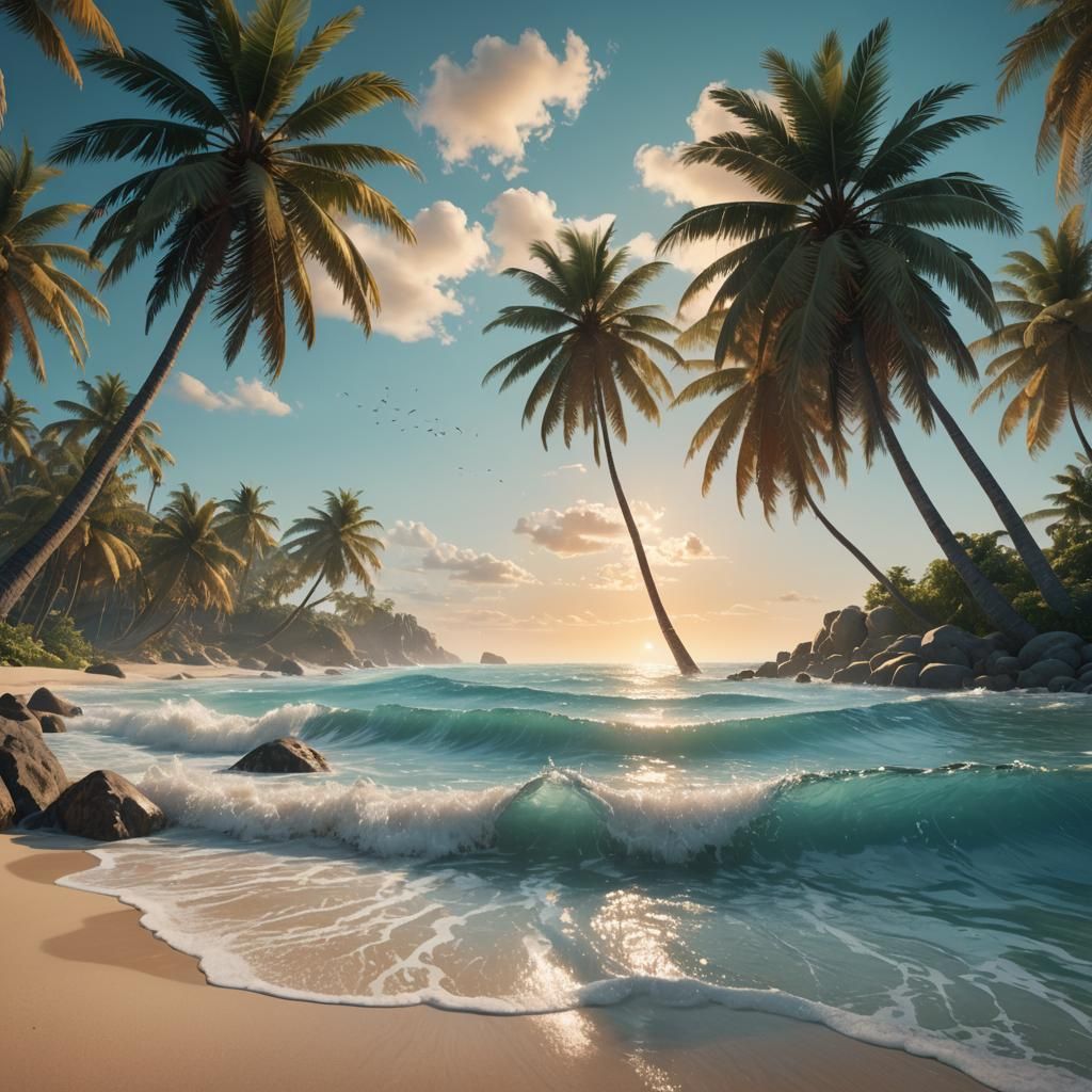 Serene Beach Scene with Turquoise Water