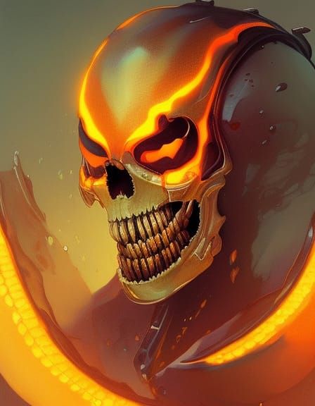 Ghost Rider as Orange Fruit Portrait, Hyperdetailed Art