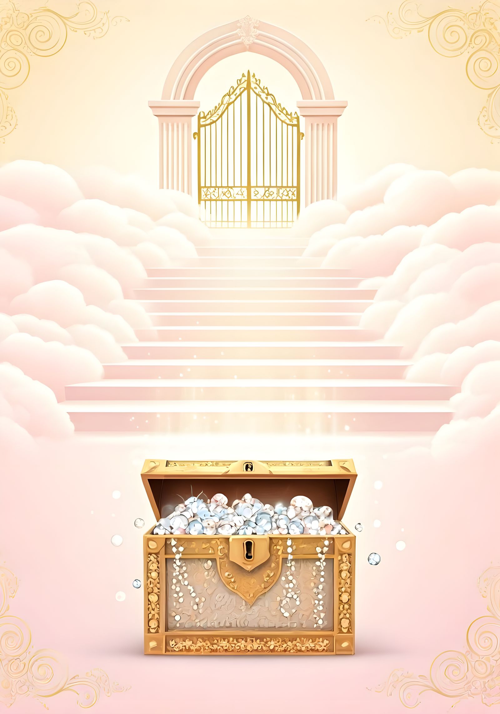 Dreamy Seminary Poster with Golden Gate and Treasure Chest