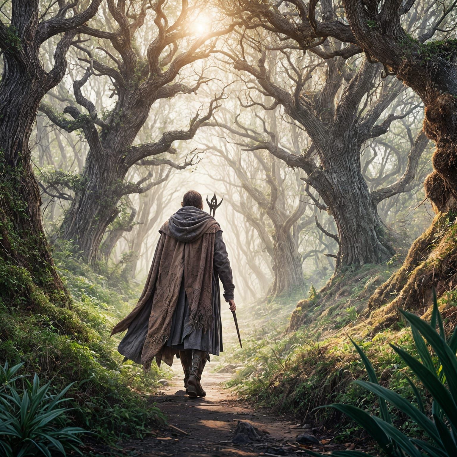 Detailed Digital Painting of a Forest Hunter in Muted Earth ...