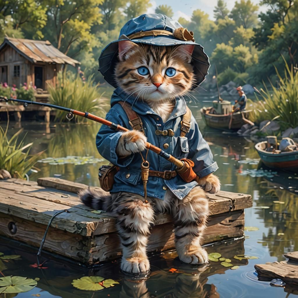 Cat-fisherman   by @Superbear
