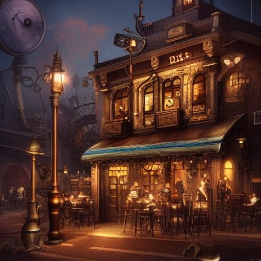 Steampunk Cafe - AI Generated Artwork - NightCafe Creator