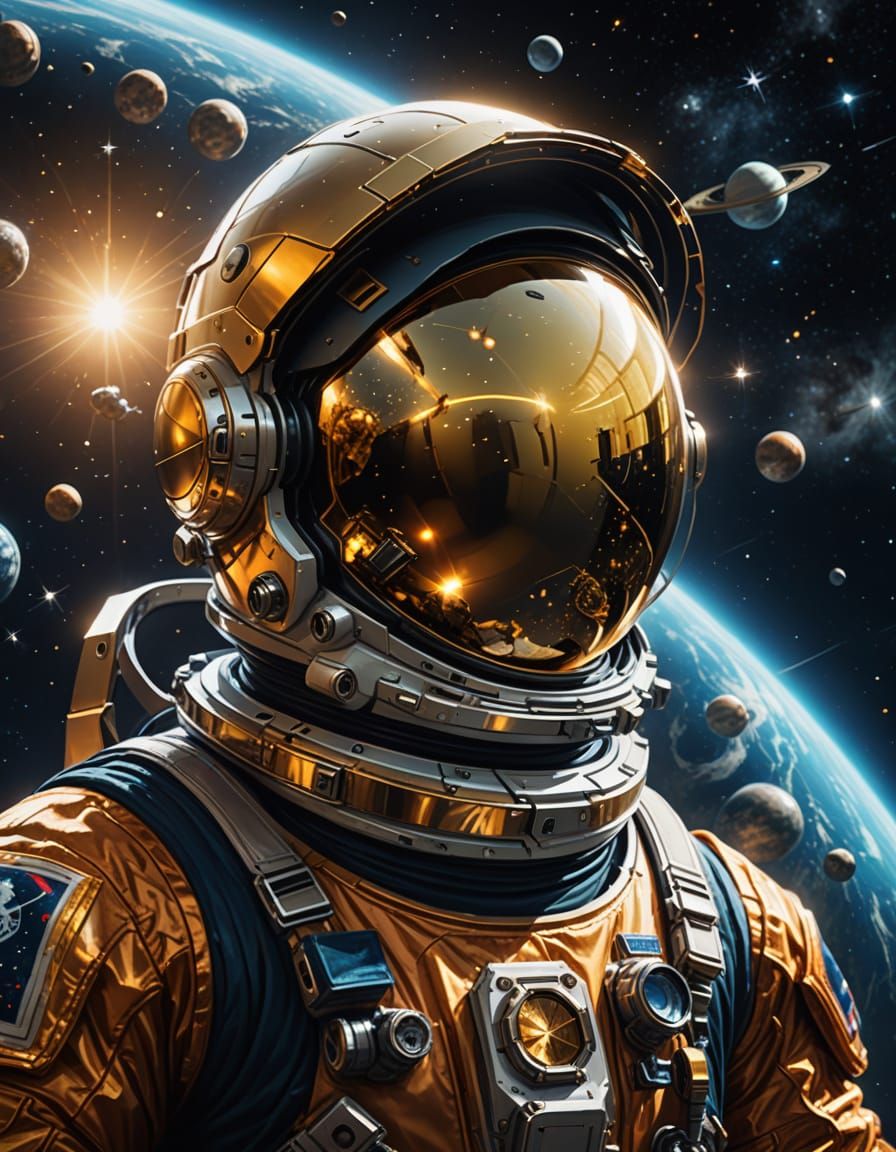 Gemini astronaut floating in space   by @Borike