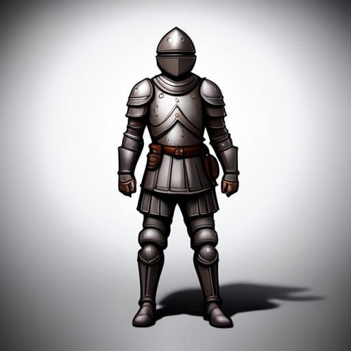 a realistic medieval soldier drawn in a cartoon style, in fu...
