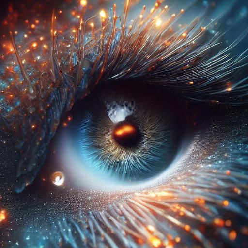 Incredibly detailed fantasy concept art of a beautiful eye closeup, bokeh, realistic, macrophotography, intricately detailed sharp focus, DS...