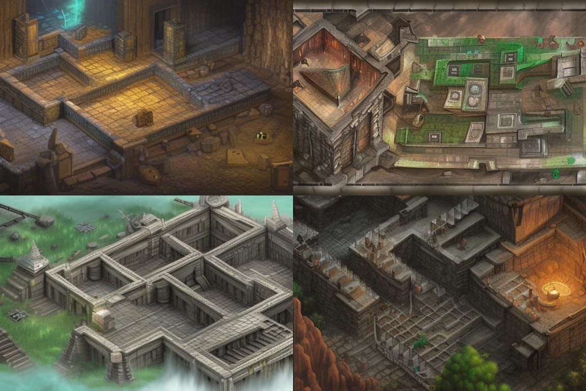 modular dungeon map pieces, 8k resolution concept art, detai...