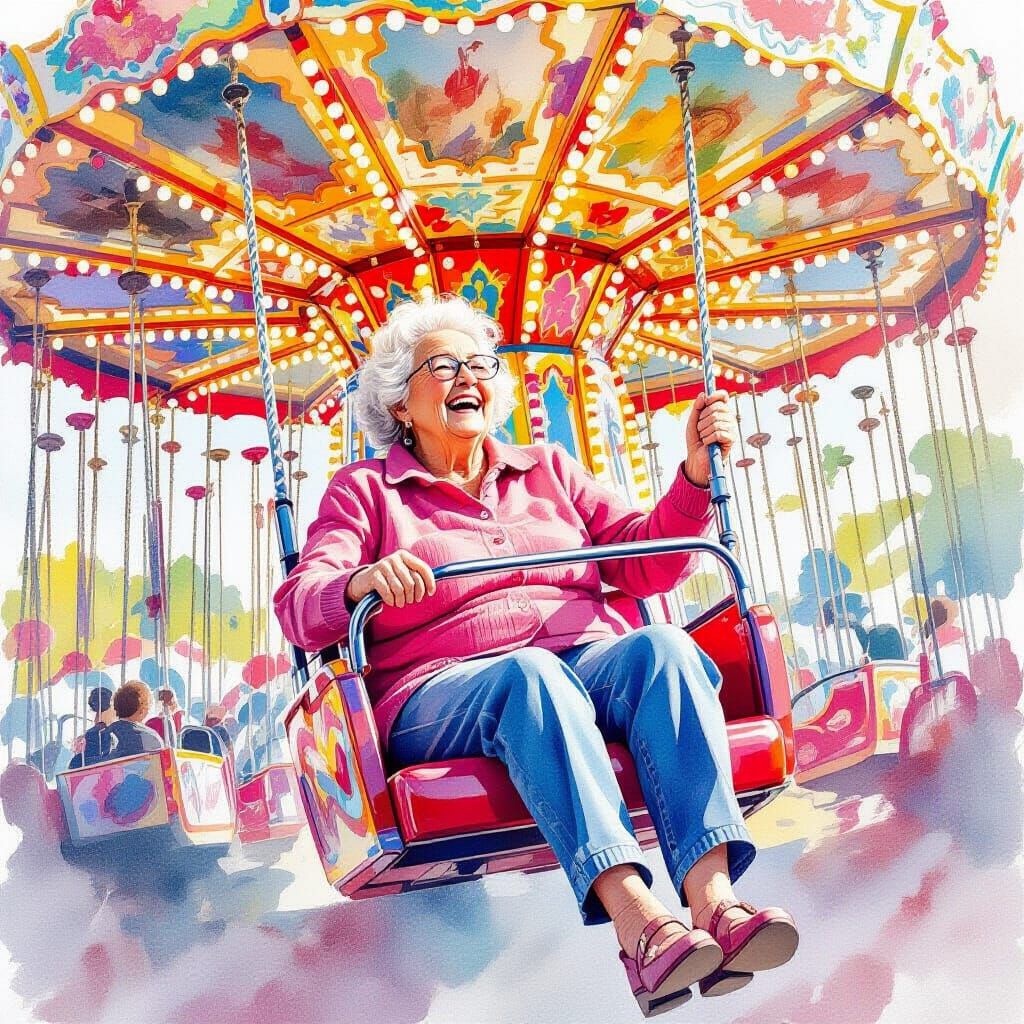 carnival ride, laughing joyously  by @Staircase Flash