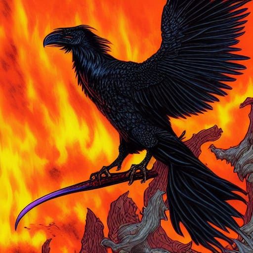 demonic firebreathing raven