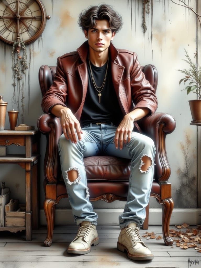 Man Sings Into Microphone in Watercolor Style