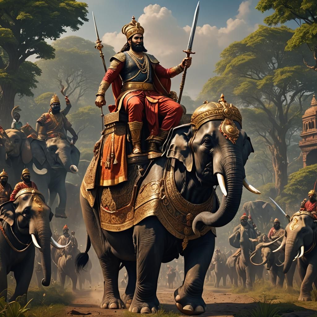 Chhatrapati Shivaji King of Maharashtra riding on an elephan...