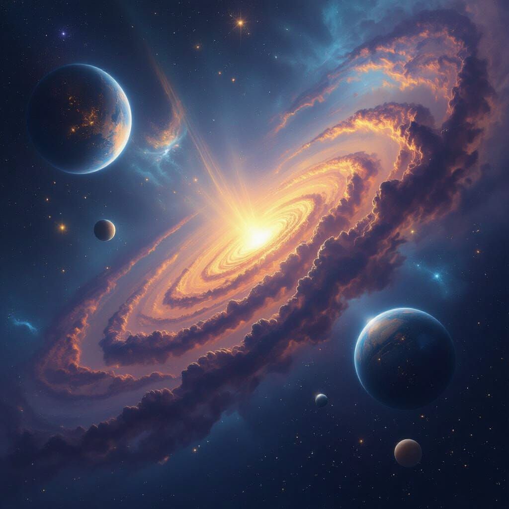 Vibrant Nebula and Star Clusters in Hyperrealistic Digital A...