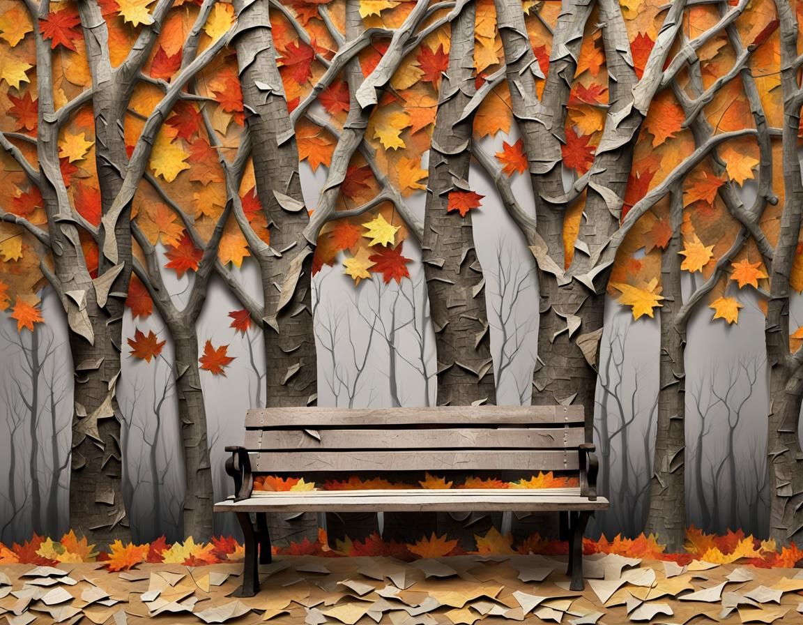 Park bench in fall