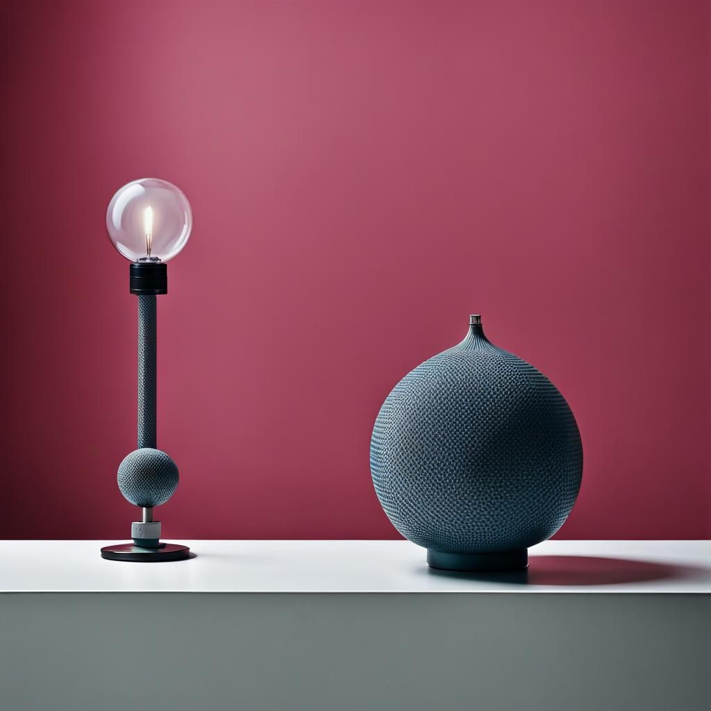 objects in a minimal room, in the style of Serge Moreno Cohe...