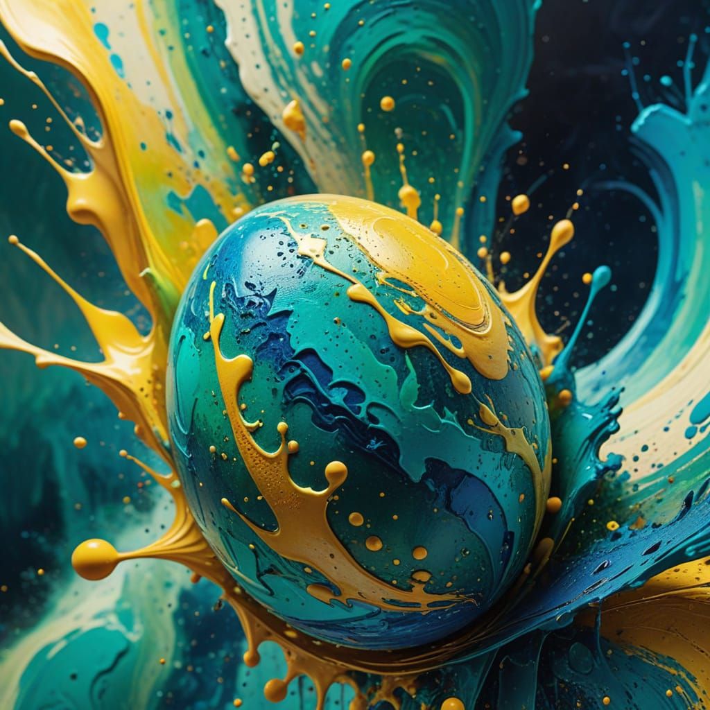 Easter Egg decorated with an Abstract style pattern inspired by the Sea. Screen print, pop art, splash ...  by @caprandom