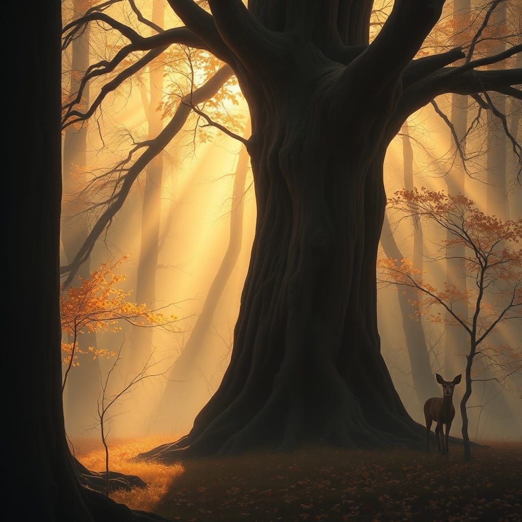 Foggy Forest with Doe