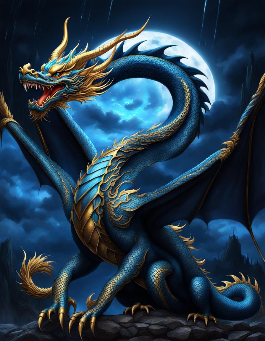 Blue Moon Dragon - AI Generated Artwork - NightCafe Creator