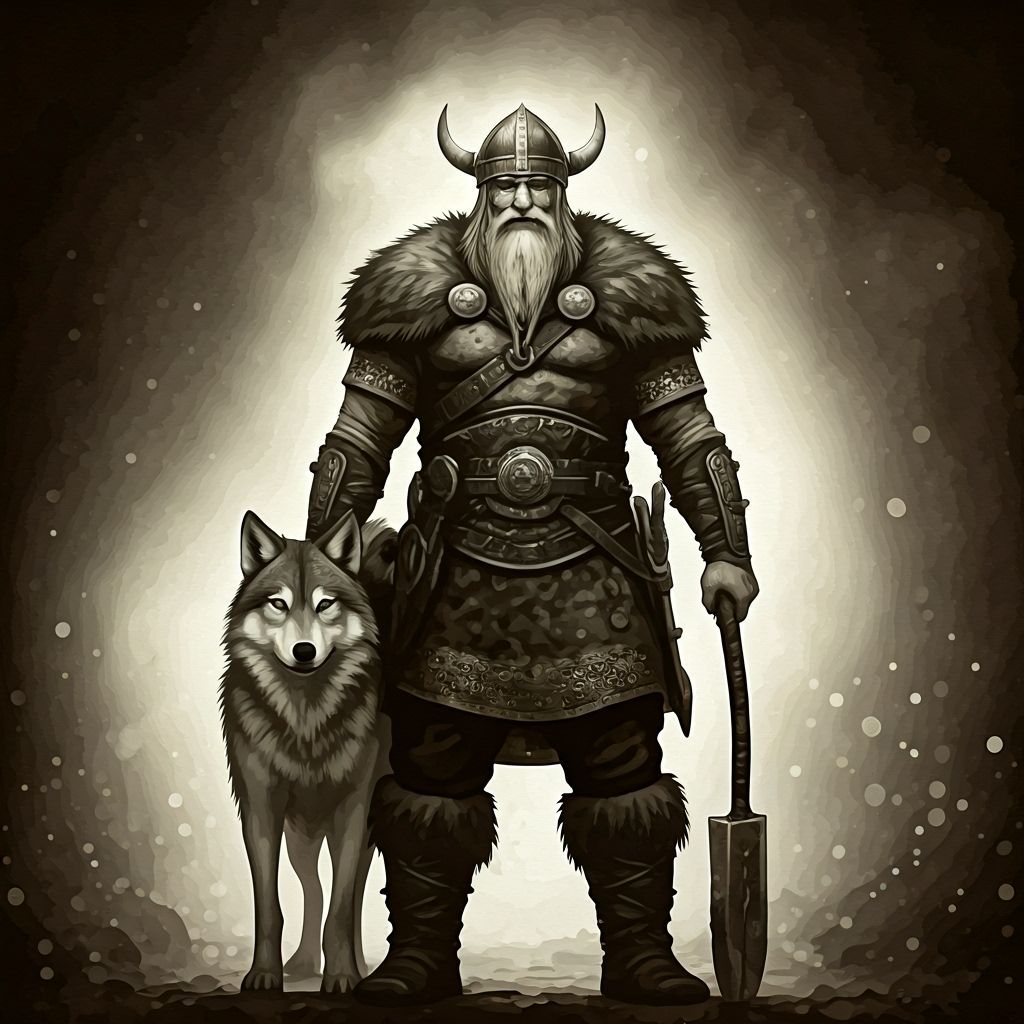 The smiling viking and his wolf. Inspired by Gyr-Falcon (@Gyr-Falcon)