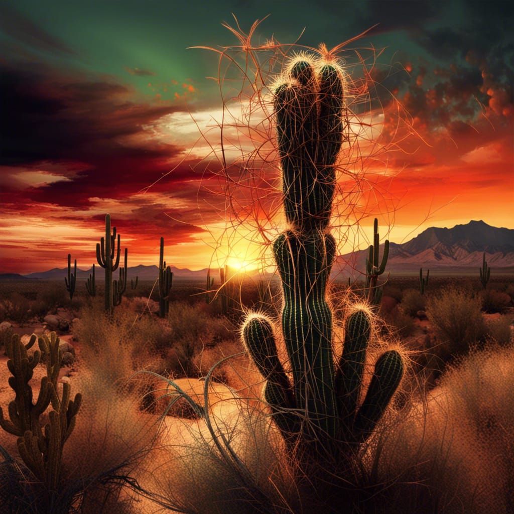 Enchanted Desert Sunset  by @Mnemomeon