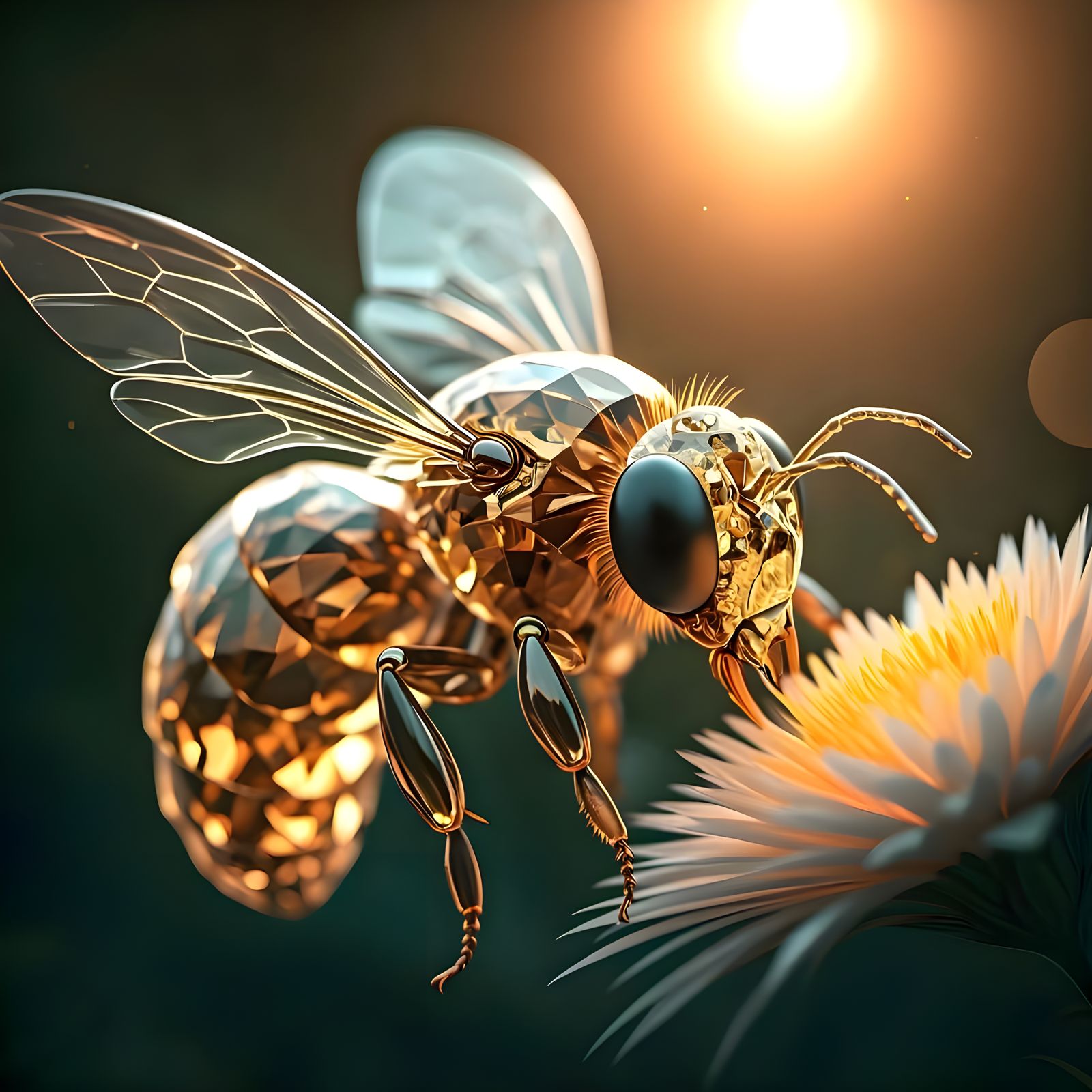 Golden Crystal Bee in Sunlight 🐝✨🌞   by @Zero