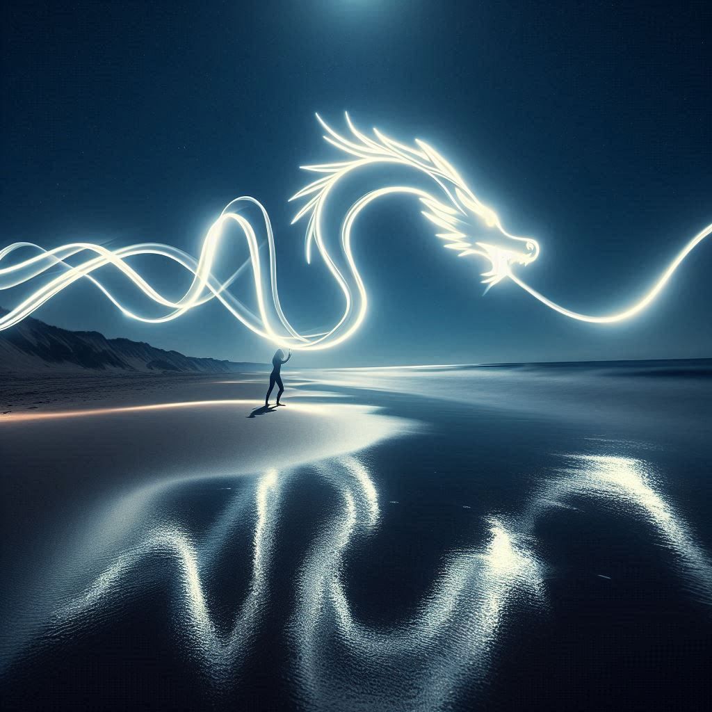 Beach dragon: 30 second exposure shot
