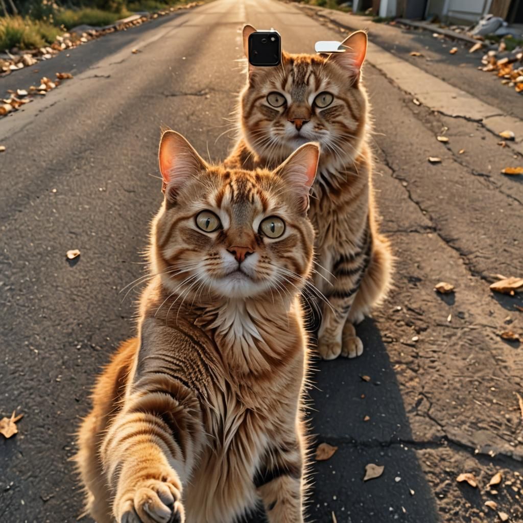 Cats taking a selfie 