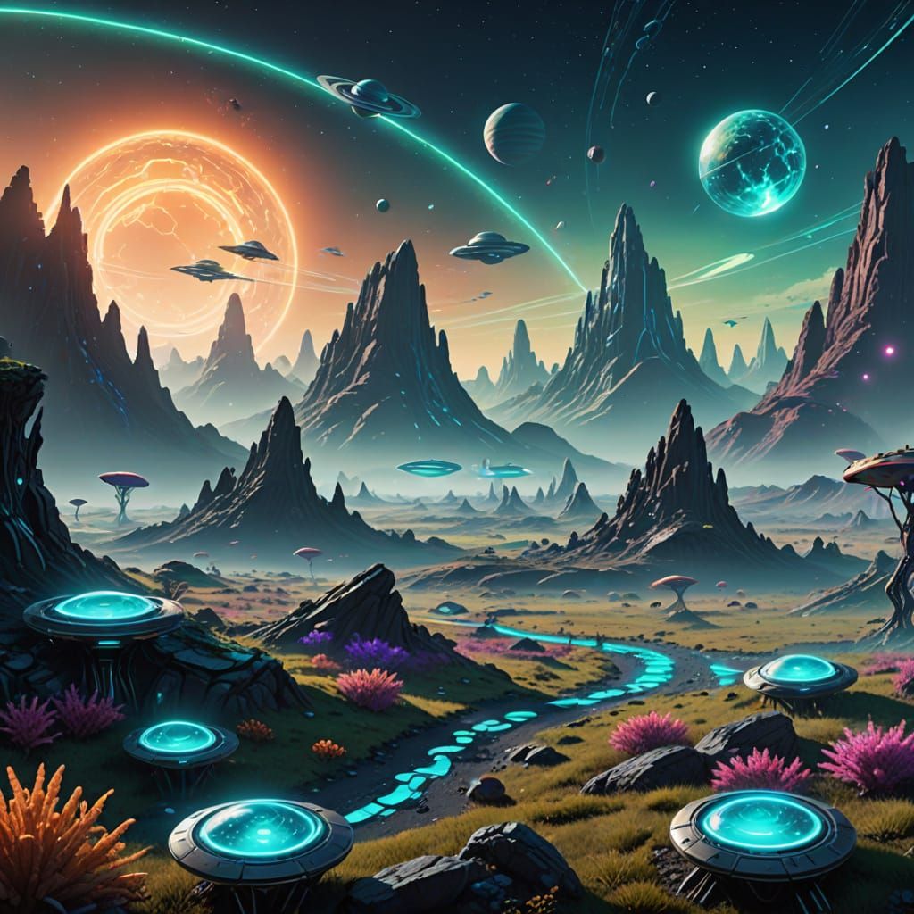 Vibrant Alien Marketplace in Sci-Fi Digital Art
