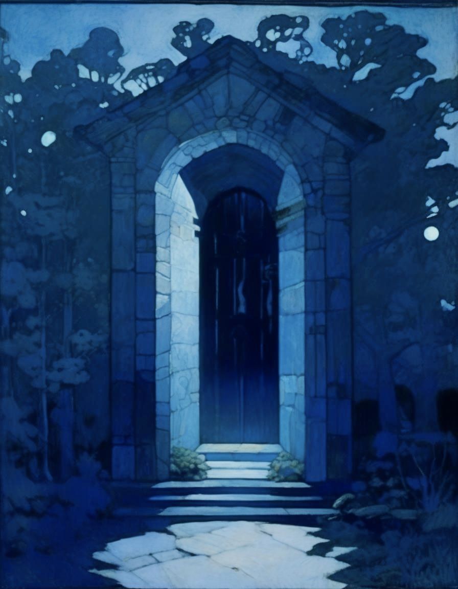 The mausoleum at night