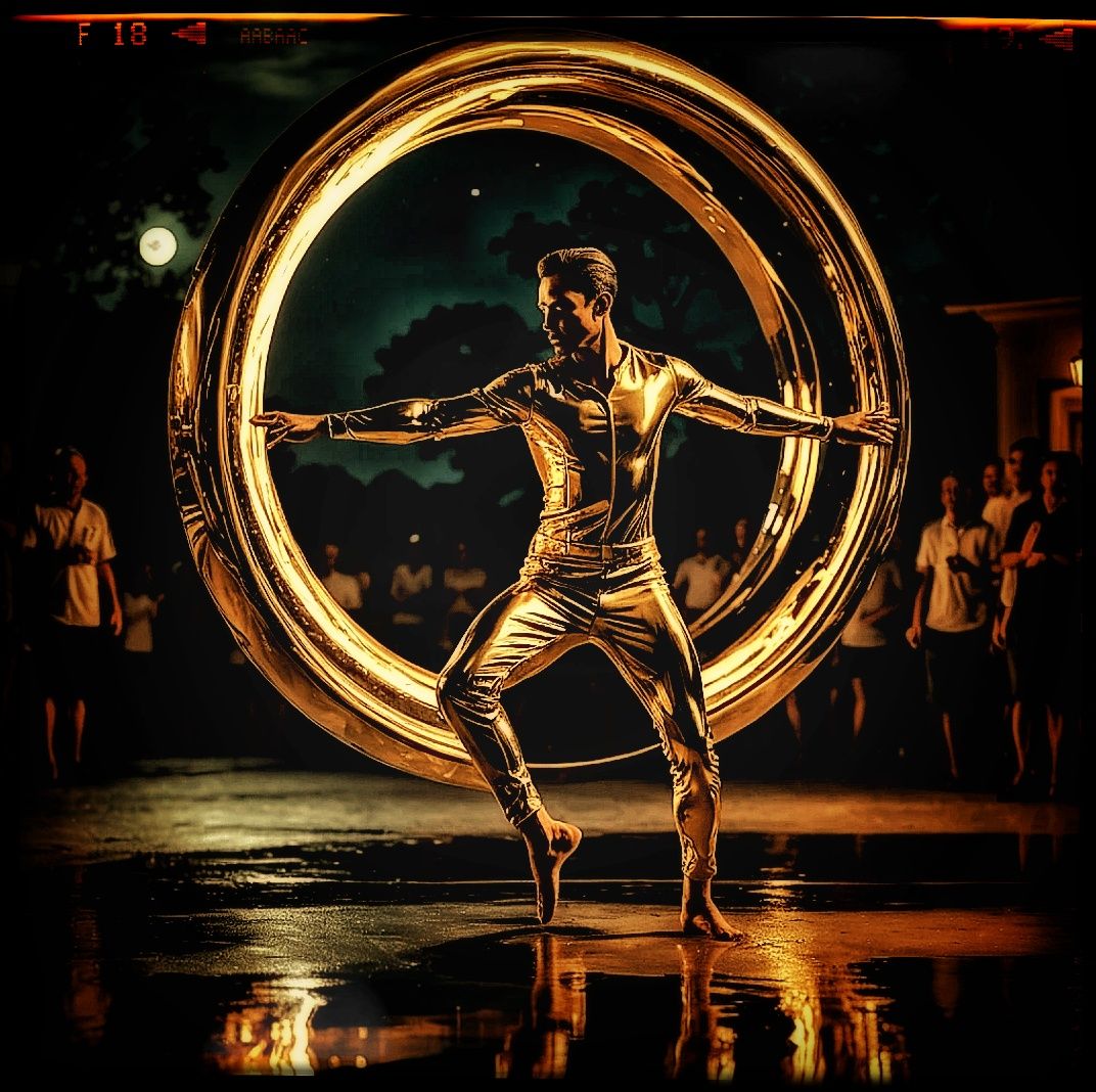 Portrait: Street Busker, "Golden Rings"