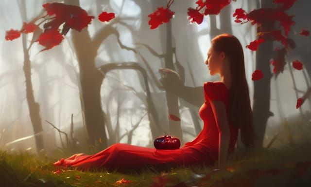 Snow white in red
