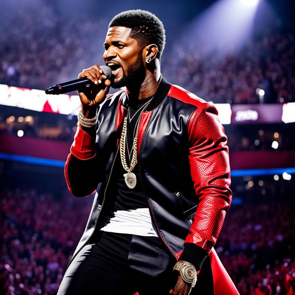 Usher Sets the Stage Ablaze: Hip Hop Style Sensation Takes the Super Bowl Stadium by Storm