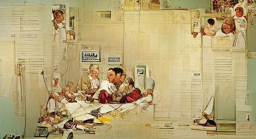 Impoverished Americans Paying their Medical Bills by Norman Rockwell