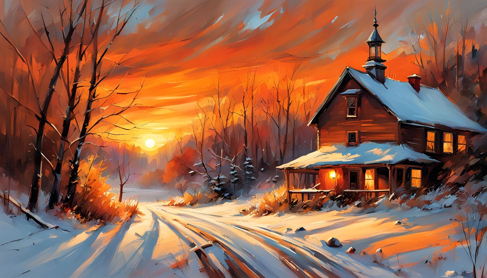 A Winter Sunset - AI Generated Artwork - NightCafe Creator