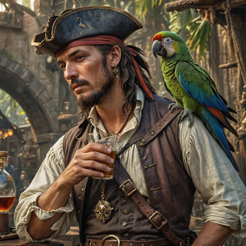 Tired pirate after a battle