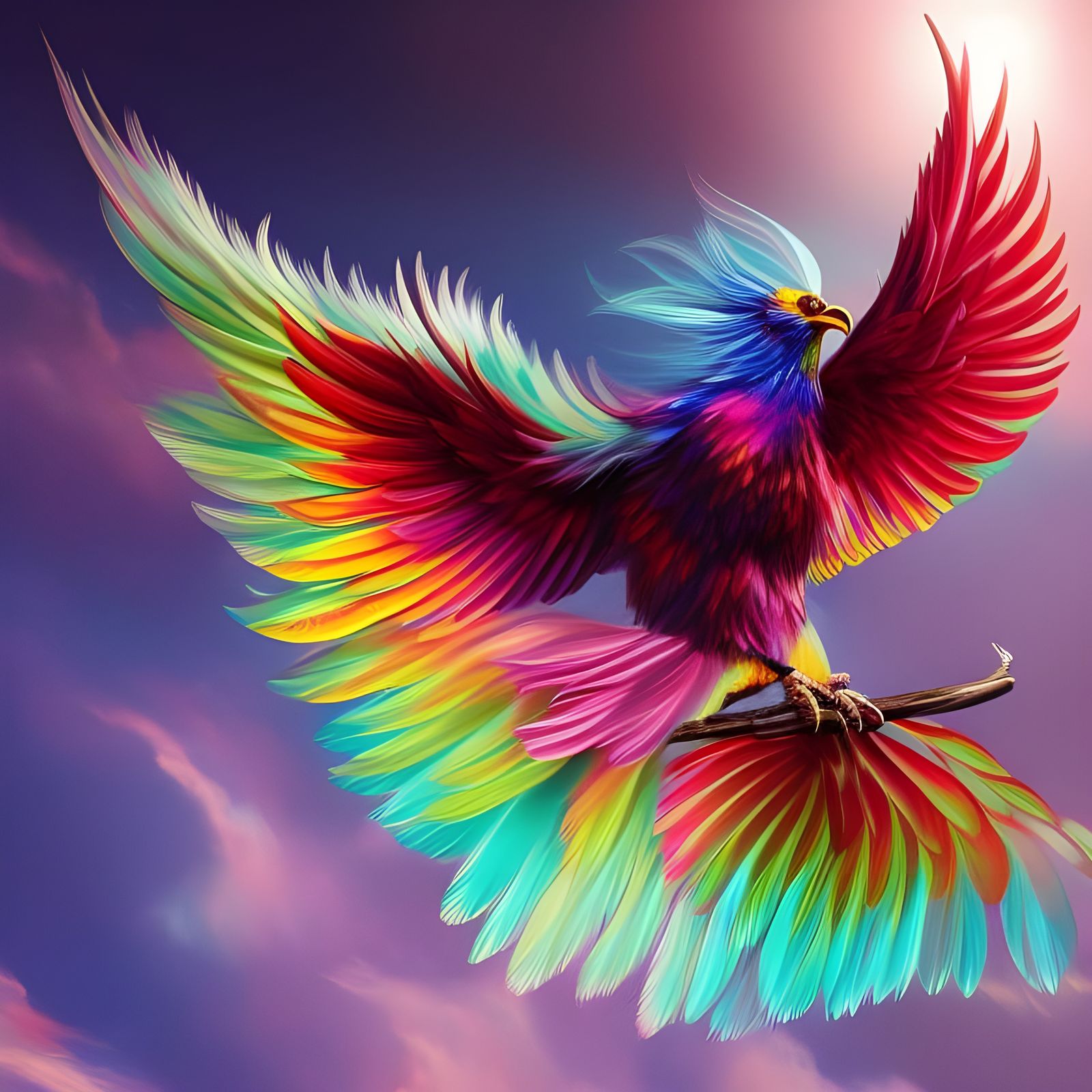 giant rainbow-colored phoenix  by @Niko Hough